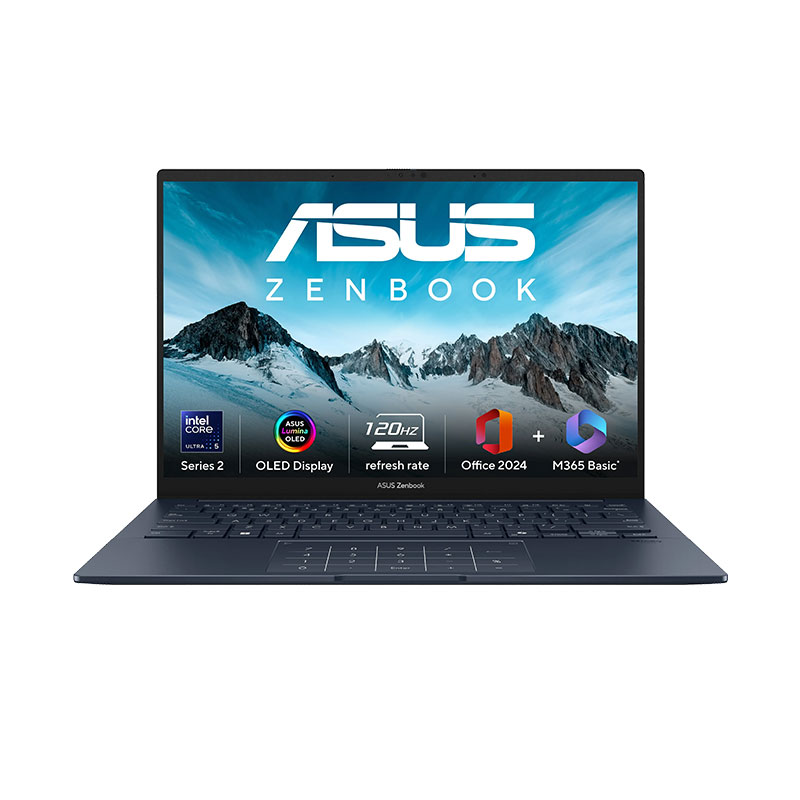 Picture of Asus Zenbook 14 OLED - Intel Core Ultra 5 225H 14" (35.56 cm) UX3405CA-PZ162WS AI Powered Thin and Light Laptop (16GB/ 1TB SSD/ Touch screen 3K OLED Display/ Intel Arc Graphics/ Windows 11 Home/ Office Home 2024/ 1Year Warranty/ Ponder Blue/ 1.28 kg)